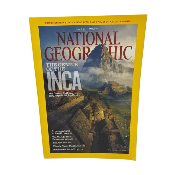National Geographic Magazine April 2011 The Genuis of the Inca, Acid Sea, Frogs - Picture 1 of 5